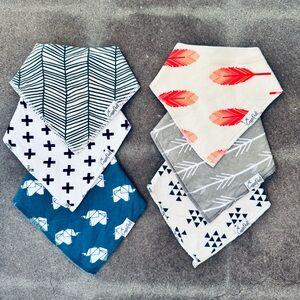 Chic Baby Bandana Bib Set - Blue, White, Gray, and Orange